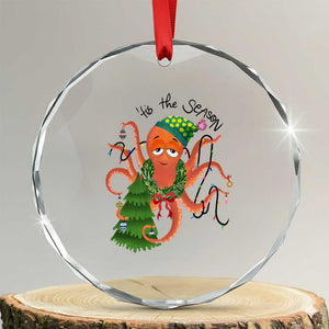 Funny Xmas Tree Octopus Tis The Season Crystal Glass Ornament TS09 Transparent Glass 3'' Circle Print Your Wear
