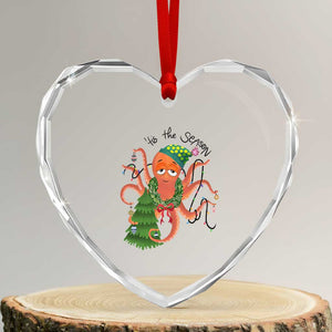 Funny Xmas Tree Octopus Tis The Season Heart Crystal Glass Ornament TS09 Transparent Glass 3'' Heart Print Your Wear
