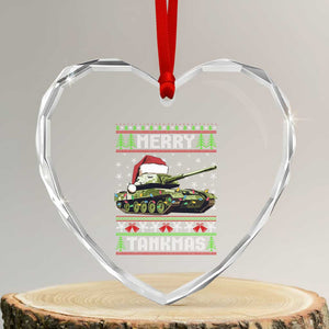 Funny Xmas Veteran Heart Crystal Glass Ornament Merry Tankmas Tank Military Army TS09 Transparent Glass 3'' Heart Print Your Wear