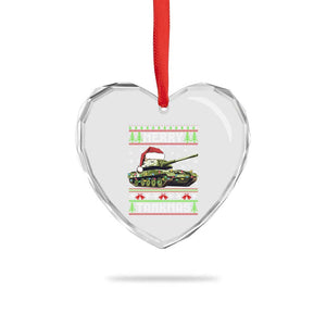 Funny Xmas Veteran Heart Crystal Glass Ornament Merry Tankmas Tank Military Army TS09 Print Your Wear