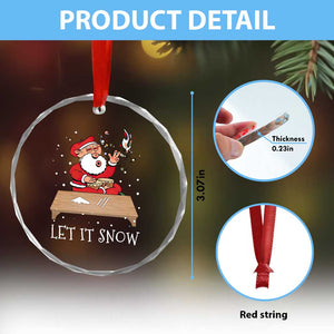 Funny Xmas Weed 420 Crystal Glass Ornament Cocaine Let It Snow Naughty Santa Snorting TS09 Print Your Wear
