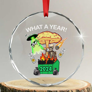 Funny Xmas What A Year Dumpster Fire Crystal Glass Ornament TS09 Transparent Glass 3'' Circle Print Your Wear