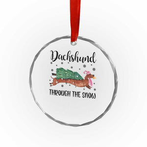 Funny Xmas Wiener Dog Crystal Glass Ornament Dachshund Through The Snow Xmas Tree TS11 Print Your Wear