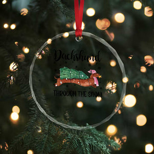 Funny Xmas Wiener Dog Crystal Glass Ornament Dachshund Through The Snow Xmas Tree TS11 Print Your Wear
