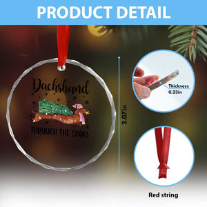 Funny Xmas Wiener Dog Crystal Glass Ornament Dachshund Through The Snow Xmas Tree TS11 Print Your Wear