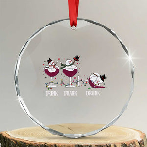 Funny Xmas Wine Crystal Glass Ornament Drink Drank Drunk Snowman Xmas TS11 Transparent Glass 3'' Circle Print Your Wear