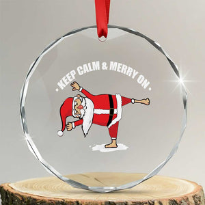 Funny Xmas Yoga Crystal Glass Ornament Keep Calm And Merry On TS09 Transparent Glass 3'' Circle Print Your Wear