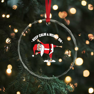 Funny Xmas Yoga Crystal Glass Ornament Keep Calm And Merry On TS09 Print Your Wear