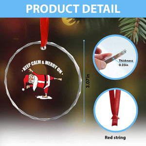 Funny Xmas Yoga Crystal Glass Ornament Keep Calm And Merry On TS09 Print Your Wear