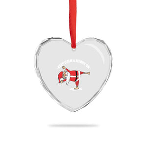 Funny Xmas Yoga Heart Crystal Glass Ornament Keep Calm And Merry On TS09 Print Your Wear