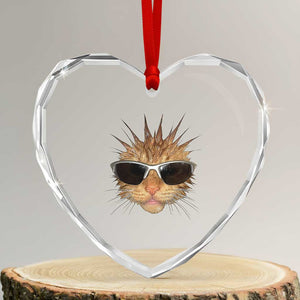 Funny Y2k Retro Cat Meme Heart Crystal Glass Ornament Vintage Cat Edgy Retro 90s Streetwear TS10 Transparent Glass 3'' Heart Print Your Wear