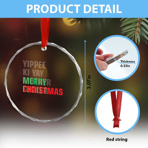 Funny Yippee Ki Yay Merry Xmas Crystal Glass Ornament Xmas Nakatomi Plaza Hiden Text TS11 Print Your Wear