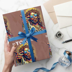 Funny Yolo Lol Jk BRB Christian Easter Wrapping Paper Roll Resurrection Jesus TS11 Mocha Print Your Wear