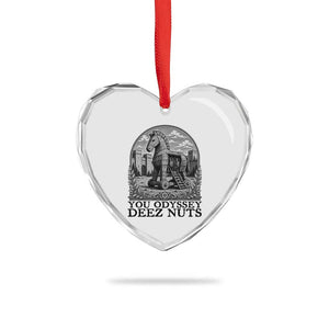 Funny You Odyssey Deez Nuts Trojan Horse Heart Crystal Glass Ornament Ancient Greek History Gift