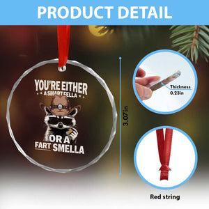 Funny You're Either A Smart Fella Or A Fart Smella Crystal Glass Ornament Cowboy Racoon TS11 Print Your Wear