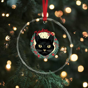 Funny Yule Cat Crystal Glass Ornament Jólakötturinn Yule Xmas Black Cat TS11 Print Your Wear