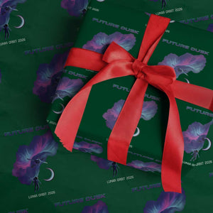 Future Dusk Lunar Orbit 2026 Wrapping Paper Roll Cosmic Nebula Astronaut n Satellite Space Exploration TS02 Green Print Your Wear