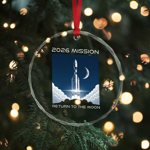 Future Lunar Mission 2026 Crystal Glass Ornament Rocket Launch Lunar Orbit Space Exploration TS02 Print Your Wear
