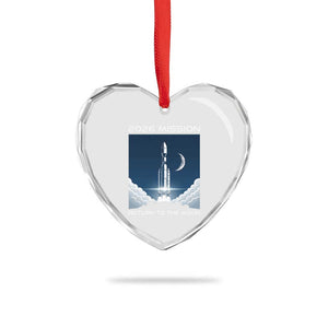Future Lunar Mission 2026 Heart Crystal Glass Ornament Rocket Launch Lunar Orbit Space Exploration TS02 Print Your Wear