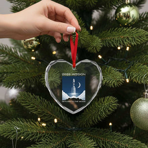 Future Lunar Mission 2026 Heart Crystal Glass Ornament Rocket Launch Lunar Orbit Space Exploration TS02 Print Your Wear