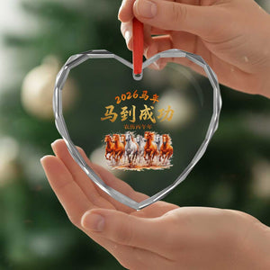 Gallop Of The 8 Horses Heart Crystal Glass Ornament Chinese New Year 2026 Year of The Horse TS11 Print Your Wear