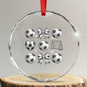 Game Day Coquette Aesthetic Crystal Glass Ornament Soccer Mom Gifts TS12 Transparent Glass 3'' Circle Print Your Wear