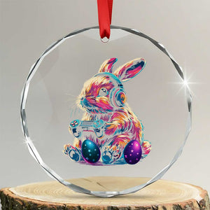 Gamer Rabbit Crystal Glass Ornament Cute Bunny Gaming Eggs Funny Video Games Easter TS10 Transparent Glass 3'' Circle Print Your Wear