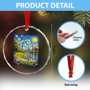 Gateway Arch National Park Van Gogh Style Starry Night Crystal Glass Ornament St Louis Missouri Travel Souvenir Gift
