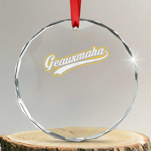 Geauxmaha Vintage Throwback Design Crystal Glass Ornament Purple and Gold Baseball Fan TS02 Transparent Glass 3'' Circle Print Your Wear