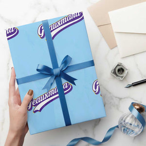 Geauxmaha Vintage Throwback Design Wrapping Paper Roll Gold Baseball Fan TS02 Light Blue Print Your Wear