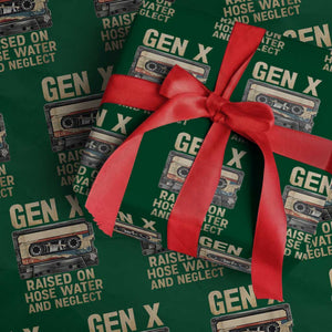 Gen X Wrapping Paper Roll Vintage Cassette Tape Raised On Hose Water And Neglect Nostalgia TS10 Green Print Your Wear