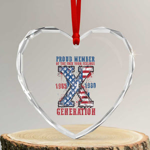 Generation X Heart Crystal Glass Ornament Proud Member Of The F Your Feelings Gen X 1965 1981 American Flag TS02 Transparent Glass 3'' Heart Print Your Wear