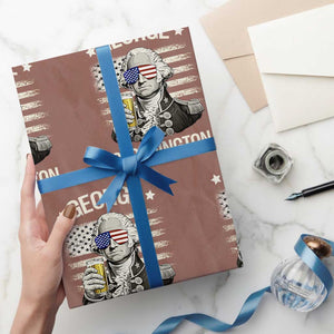George Sloshington Washington Wrapping Paper Roll 4th of July America Flag Beer TS14 Mocha Print Your Wear