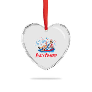 George Washington 4th of July Pool Party Heart Crystal Glass Ornament Let's Get This Party Founded