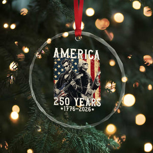 George Washington Abe Lincoln Playing Guitar Crystal Glass Ornament USA 250th Anniversary Guitarist Graphic