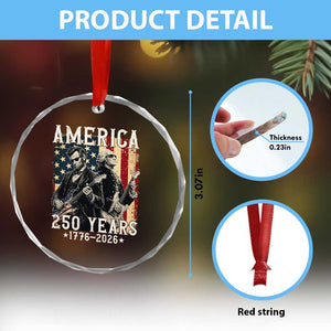 George Washington Abe Lincoln Playing Guitar Crystal Glass Ornament USA 250th Anniversary Guitarist Graphic
