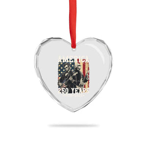 George Washington Abe Lincoln Playing Guitar Heart Crystal Glass Ornament USA 250th Anniversary Guitarist Graphic
