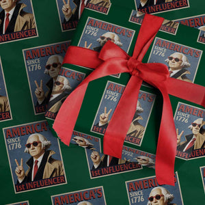 George Washington America's 1st Influencer Wrapping Paper Roll Funny Founding Father USA