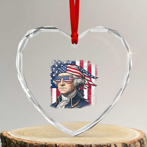 George Washington Patriotic Heart Crystal Glass Ornament USA 250th Anniversary TS12 Transparent Glass 3'' Heart Print Your Wear
