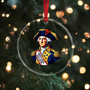 George Washington Patriotic History Graphic Crystal Glass Ornament Liberty Looks Good On Me 4th of July Founding Father Humor TS02 Print Your Wear