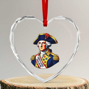 George Washington Patriotic History Graphic Heart Crystal Glass Ornament Liberty Looks Good On Me 4th of July Founding Father Humor