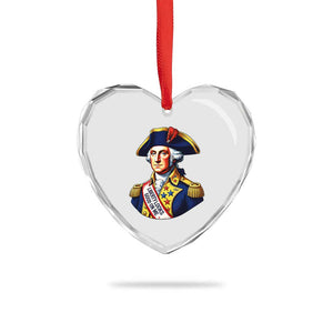 George Washington Patriotic History Graphic Heart Crystal Glass Ornament Liberty Looks Good On Me 4th of July Founding Father Humor