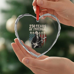 George Washington Playing Guitar 250 Years of Freedom Heart Crystal Glass Ornament