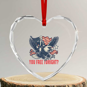 George Washington Rides Bald Eagle Heart Crystal Glass Ornament You Free Tonight Patriotic 4th of July TS02 Transparent Glass 3'' Heart Print Your Wear