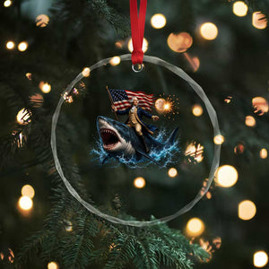 George Washington Riding Shark Crystal Glass Ornament Funny 4th Of July Independence Day 1776 Meme American Flag TS10 Print Your Wear