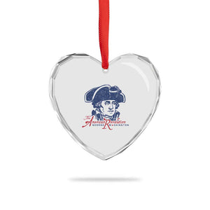 George Washington The American Revolution Heart Crystal Glass Ornament Distressed Sketch Historic Patriotic Graphic