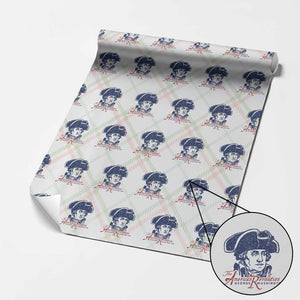 George Washington The American Revolution Wrapping Paper Roll Distressed Sketch Historic Patriotic Graphic