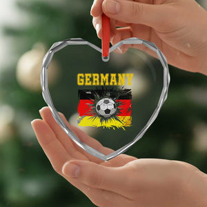 Germany Soccer Fan Heart Crystal Glass Ornament German Football Game Day Supporter