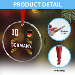 Germany Soccer Sports Graphic Number 10 Jersey Style Crystal Glass Ornament Proud German Football Fans Game Day Pride