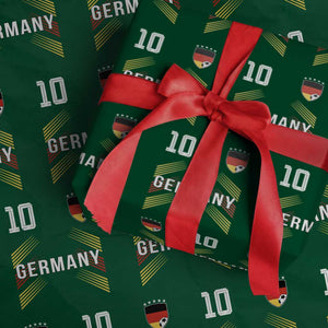 Germany Soccer Sports Graphic Number 10 Jersey Style Wrapping Paper Roll Proud German Football Fans Game Day Pride TS02 Green Print Your Wear